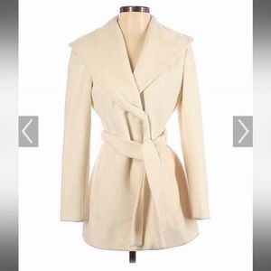 Calvin Klein Ivory Wool Belted Coat